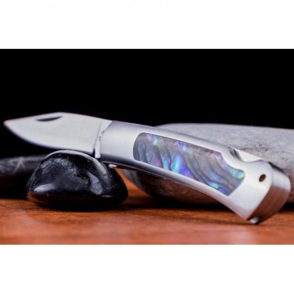 Kissing Crane Genuine Abalone Stainless Steel Mini Pocket Knife