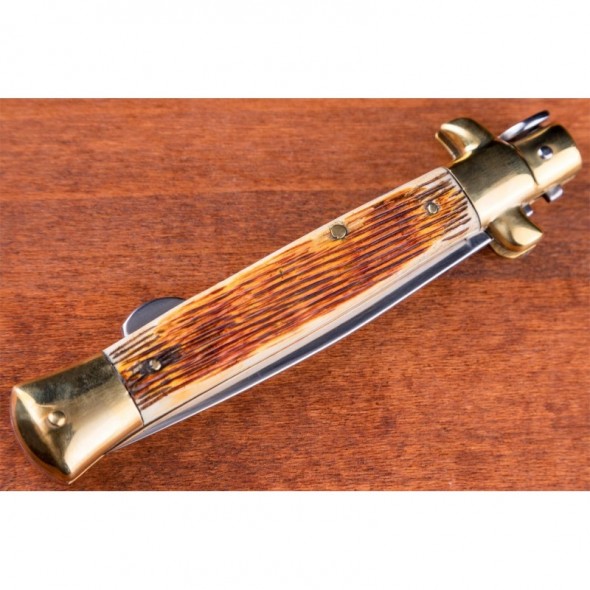 Kissing Crane Amber Bone Stiletto Pocket Knife
