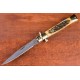 Kissing Crane Burnt Bone Stiletto Knife - Damascus Blade