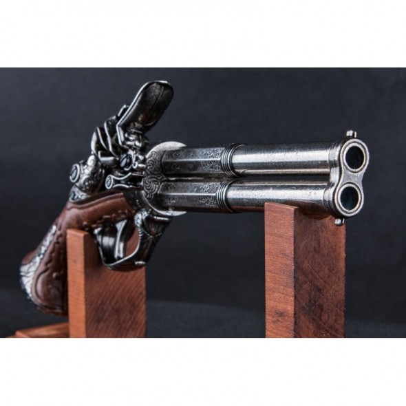 2 Barrel Flintlock Pistol, France 18th. C.