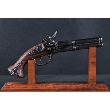 2 Barrel Flintlock Pistol, France 18th. C.
