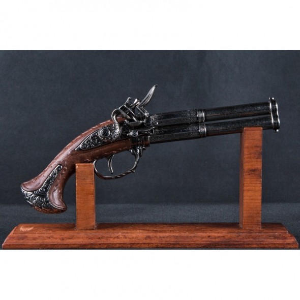 2 Barrel Flintlock Pistol, France 18th. C.