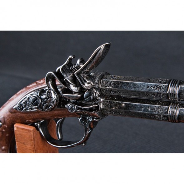 2 Barrel Flintlock Pistol, France 18th. C.