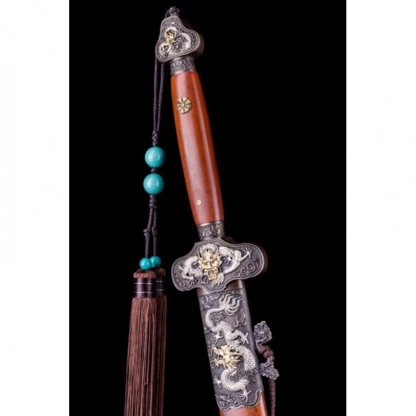 Dragon Jian Chinese Sword Hazuya Polish Blade Damascus Folded