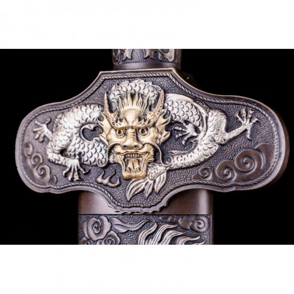 Dragon Jian Chinese Sword Hazuya Polish Blade Damascus Folded