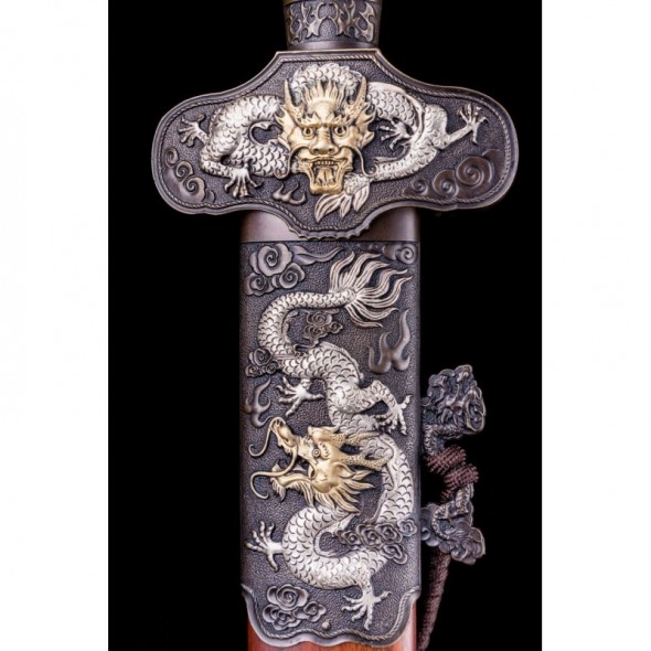 Dragon Jian Chinese Sword Hazuya Polish Blade Damascus Folded