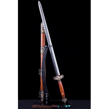 Dragon Jian Chinese Sword Hazuya Polish Blade Damascus Folded