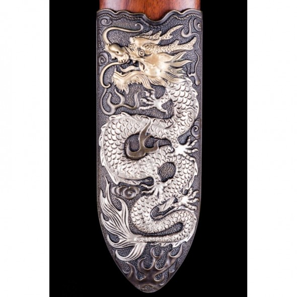 Dragon Jian Chinese Sword Hazuya Polish Blade Damascus Folded