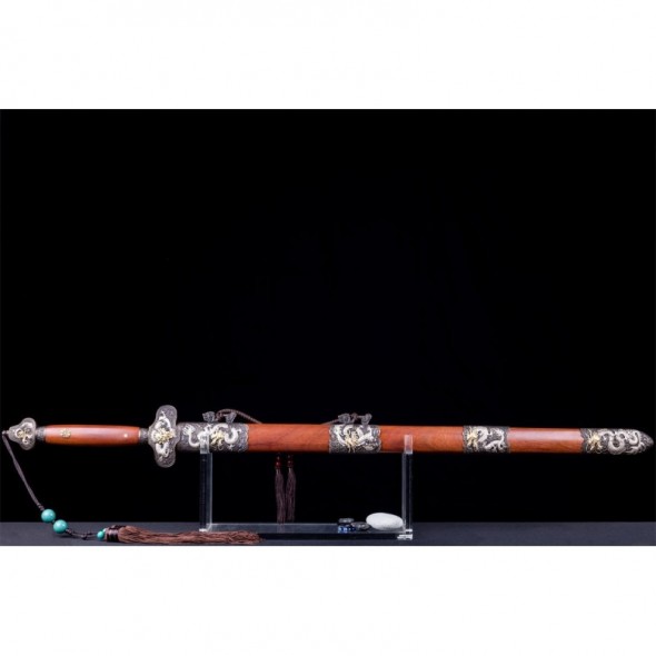 Dragon Jian Chinese Sword Hazuya Polish Blade Damascus Folded