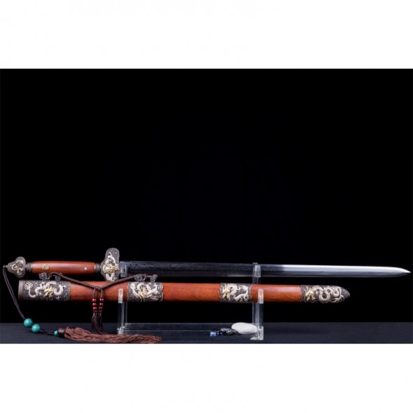Dragon Jian Chinese Sword Hazuya Polish Blade Damascus Folded