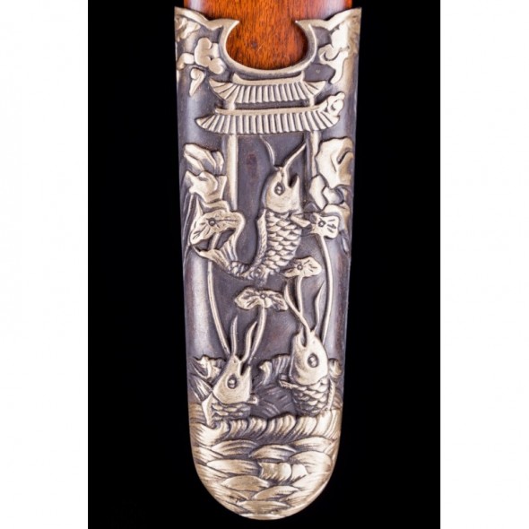 Chinese Sword Leaping The Dragon Gate 4-Sided Damascus Folded