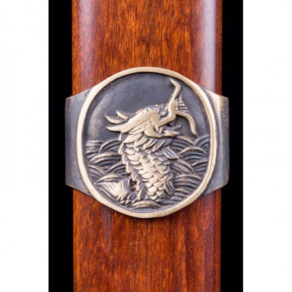 Chinese Sword Leaping The Dragon Gate 4-Sided Damascus Folded