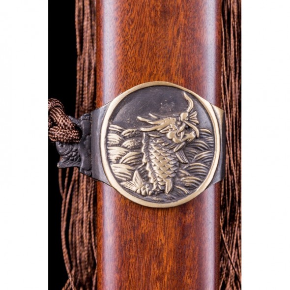 Chinese Sword Leaping The Dragon Gate 4-Sided Damascus Folded
