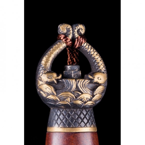 Chinese Sword Leaping The Dragon Gate 4-Sided Damascus Folded