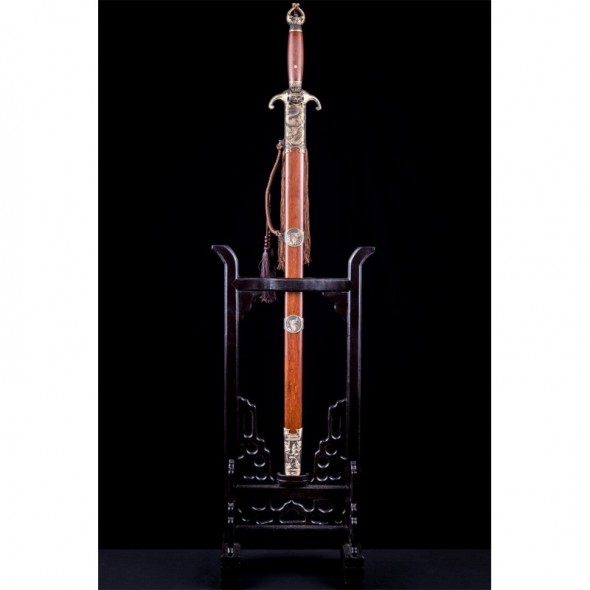 Chinese Sword Leaping The Dragon Gate 4-Sided Damascus Folded