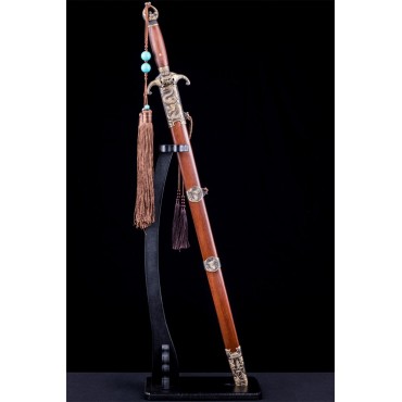 Chinese Sword Leaping The Dragon Gate 4-Sided Damascus Folded