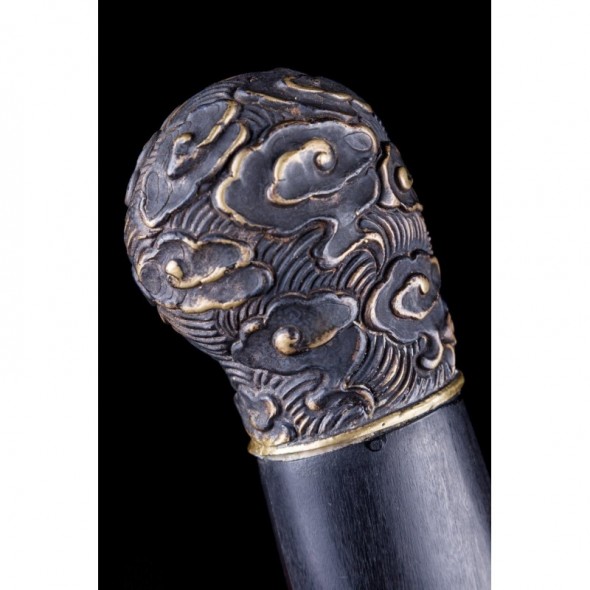Chinese Qilin Kirin Qing Dao Sword Damascus Folded Steel Hand Polish Blade