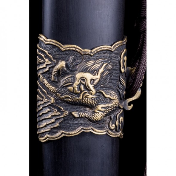 Chinese Qilin Kirin Qing Dao Sword Damascus Folded Steel Hand Polish Blade