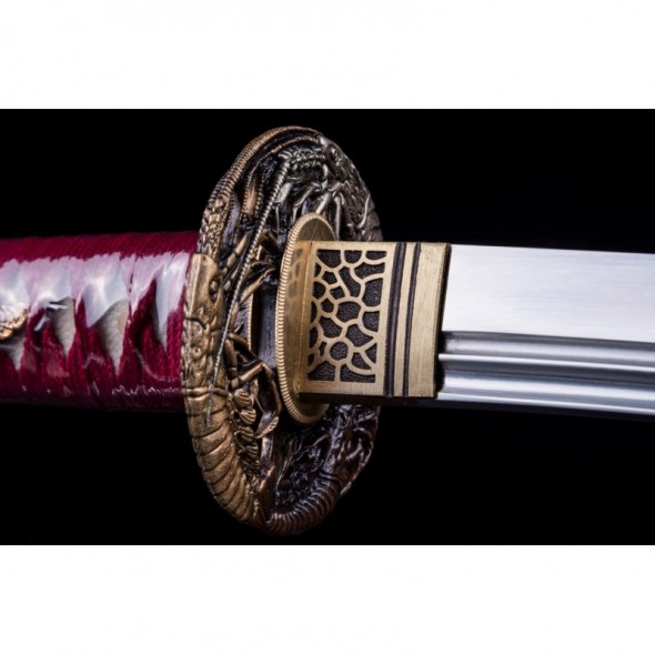 Japanese Samurai Sword Katana Unokubi-Zukuri Full Tang Clay Tempered Blade