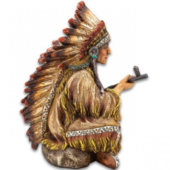 Native American Chief With Peace Pipe Sculpture