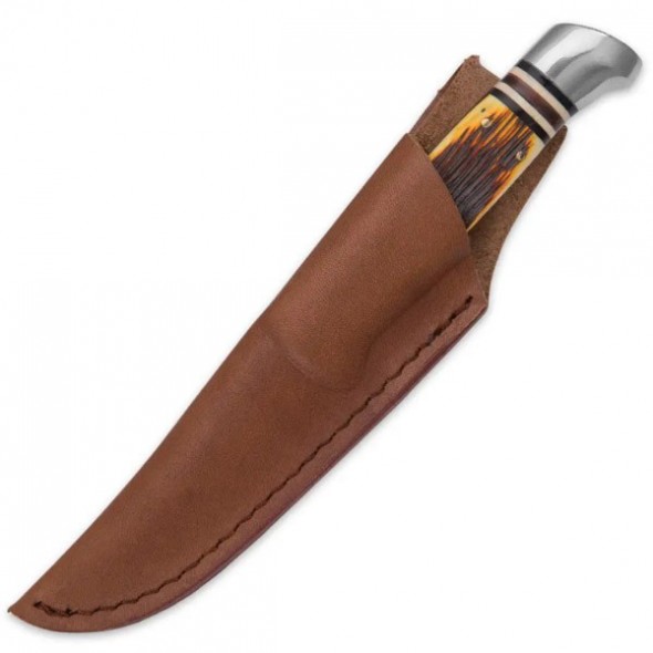 Kissing Crane Amber Bone Hunter Knife