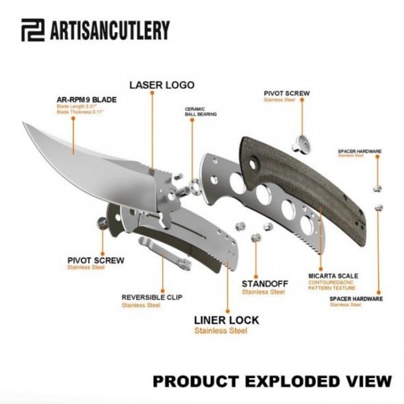 Artisan Cutlery Arroyo Folder Micarta