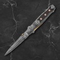 Timber Wolf Mosaic Damascus Stiletto Pocket Knife