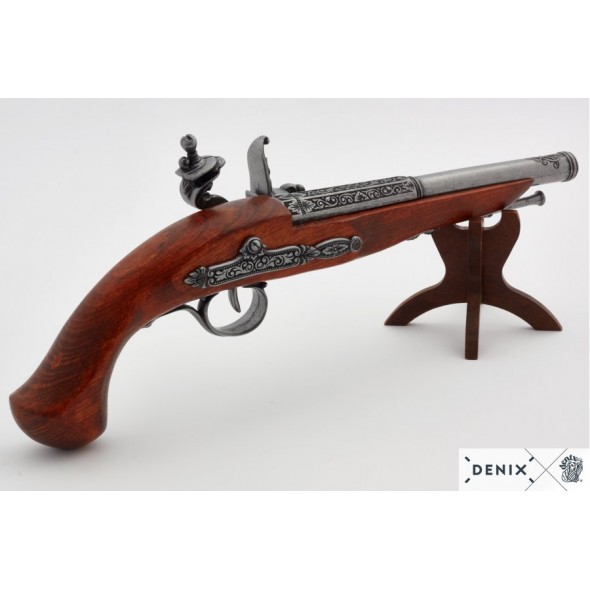 18th Century Flintlock Pistol Silver Barrel