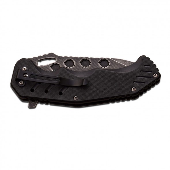 Black Liner Lock Folder with Stonewashed Tanto Blade