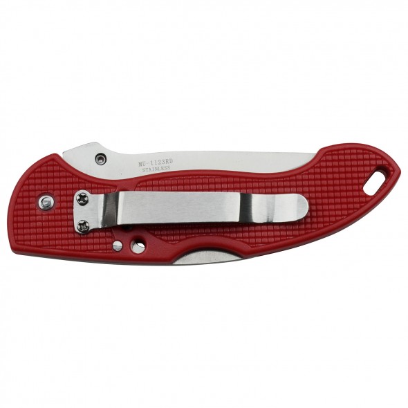 Red Lockback Folder with Serrated Blade