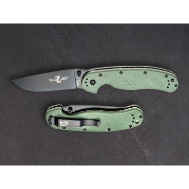 Ontario RAT I Folder Green Handle Black Blade