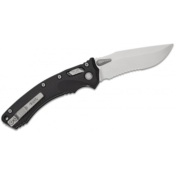 Microtech Amphibian RAM-LOK Stonewashed Serrated Fluted Black