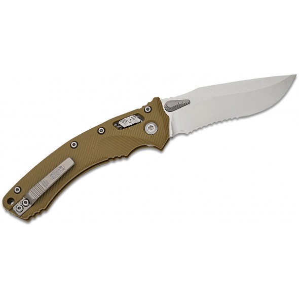 Microtech Amphibian RAM-LOK Stonewashed Serrated Fluted G10 Green
