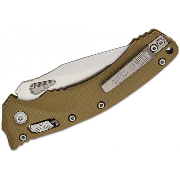 Microtech Amphibian RAM-LOK Stonewashed Serrated Fluted G10 Green