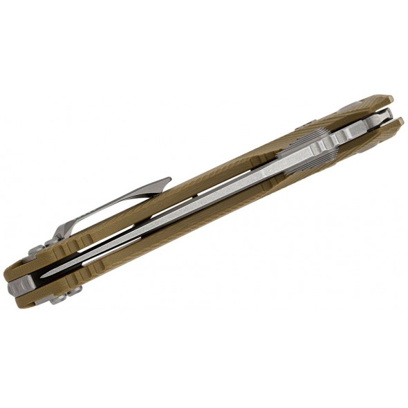 Microtech Amphibian RAM-LOK Stonewashed Serrated Fluted G10 Green