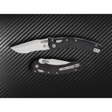 Microtech Amphibian RAM-LOK Stonewashed Serrated Fluted Black