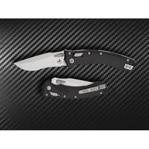 Microtech Amphibian RAM-LOK Stonewashed Serrated Fluted Black
