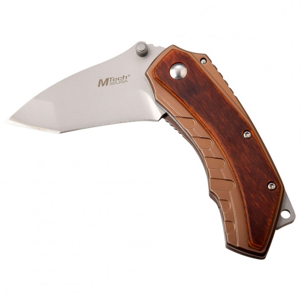 Bronze Framelock Folder with Pakkawood Overlay
