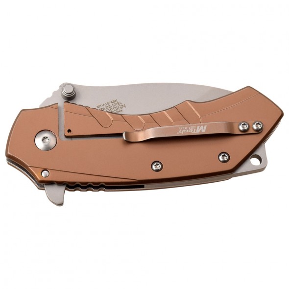Bronze Framelock Folder with Pakkawood Overlay