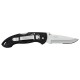 Black Lockback Folder with Serrated Blade