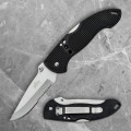 Black Lockback Folder with Serrated Blade