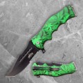 Tanto Folder with Green Embossed Print Handle