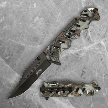 Camo Liner Lock Folder with Oblong Cut-out