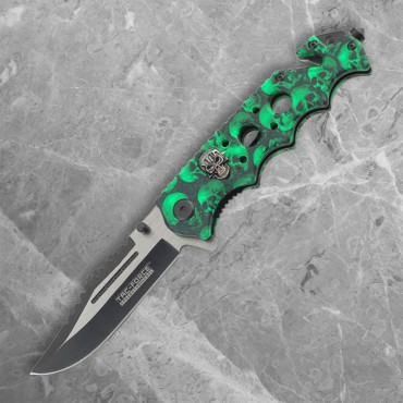 Green Skull Camo Liner Lock Folder