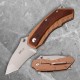 Bronze Framelock Folder with Pakkawood Overlay