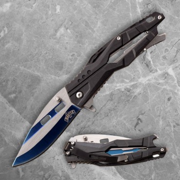 Black Liner Lock Folder with Two-Tone Blade & Bottle Opener