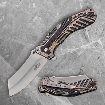 Camo Folding Cleaver with Satin Blade