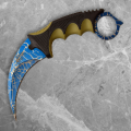 Blue & Gold Karambit Fixed Blade with Sheath