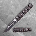 Grey Liner Lock Folder with Two-Tone Serrated Blade