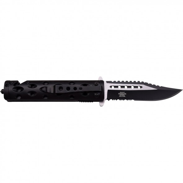 Black Liner Lock Folder with Two-Tone Serrated Blade